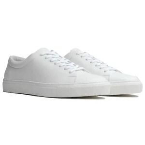 Wolf & Shepherd Glider White Leather Court Sneakers Slim Lace Up